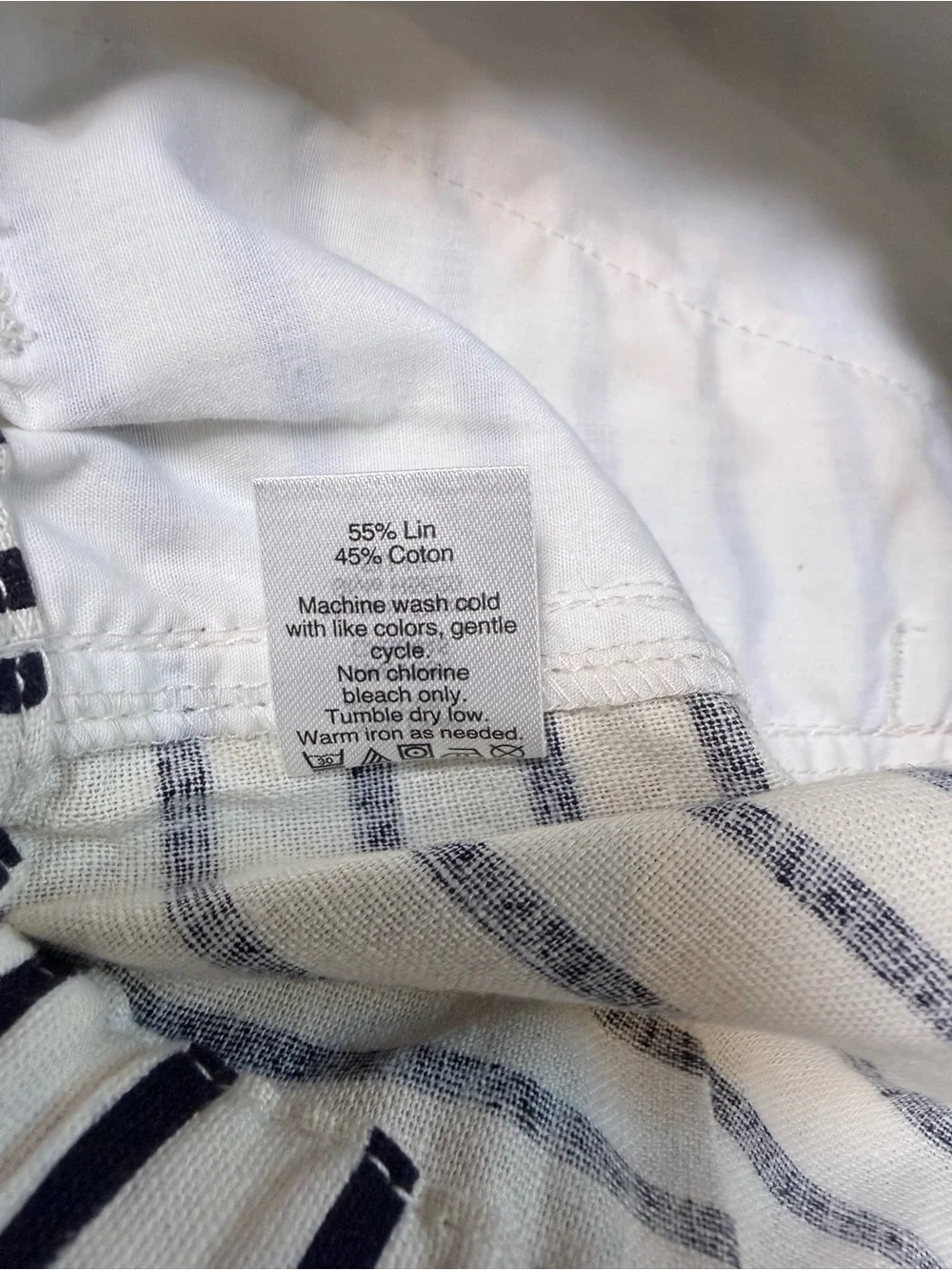 J. Crew White and Black Striped Cotton Drawstring Athletic Shorts